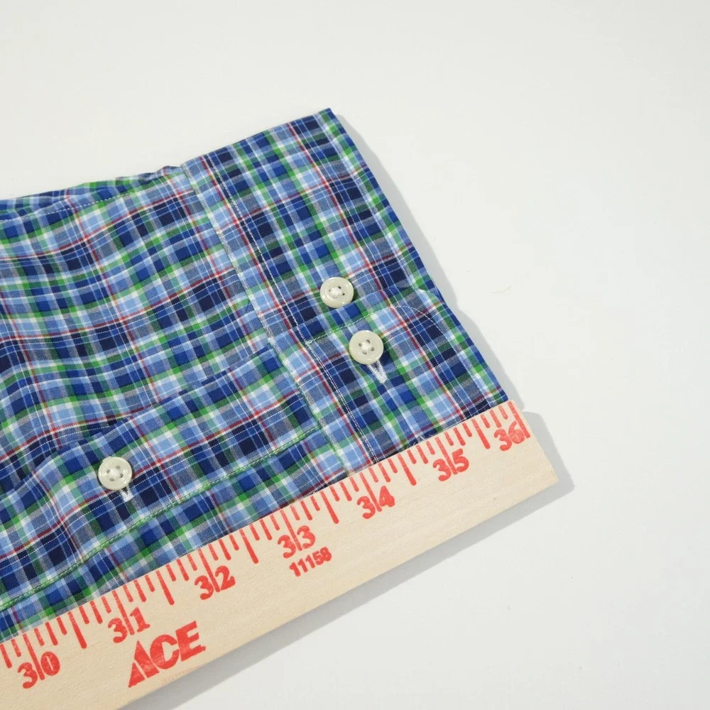Polo Ralph Lauren XL Classic Fit Button Down Blue Green Plaid 100% Cotton Mens